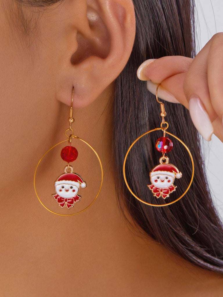 Christmas Tree & Snowman & Candy Cane Earrings - vintage fashion, retro style