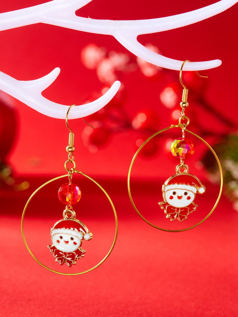 Christmas Tree & Snowman & Candy Cane Earrings - vintage fashion, retro style