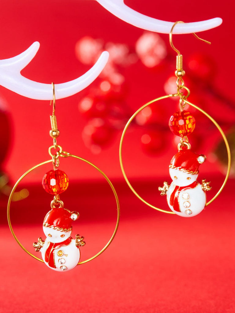 Christmas Tree & Snowman & Candy Cane Earrings - vintage fashion, retro style