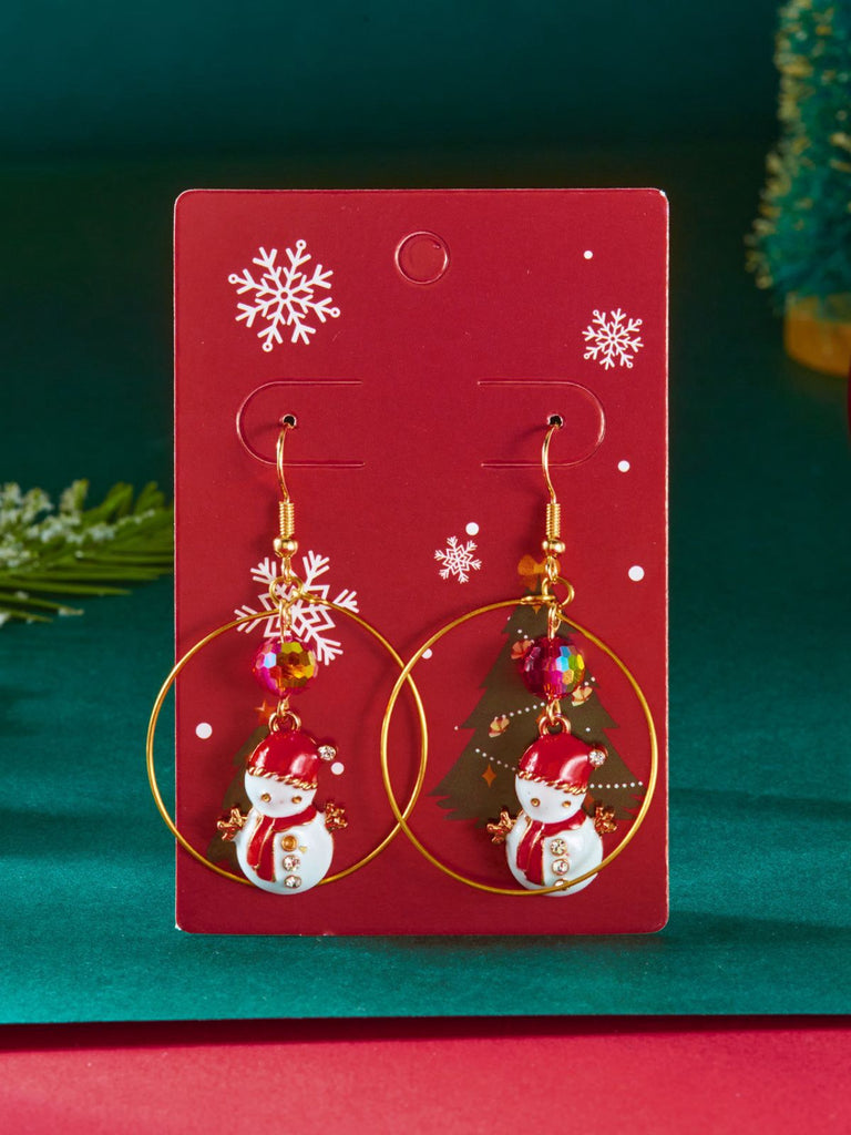 Christmas Tree & Snowman & Candy Cane Earrings - vintage fashion, retro style