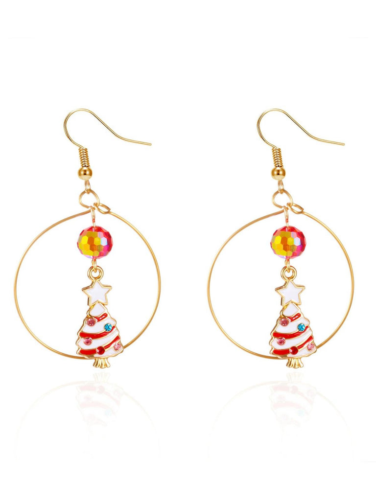 Christmas Tree & Snowman & Candy Cane Earrings - vintage fashion, retro style