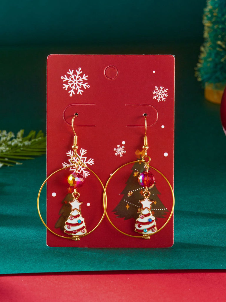 Christmas Tree & Snowman & Candy Cane Earrings - vintage fashion, retro style
