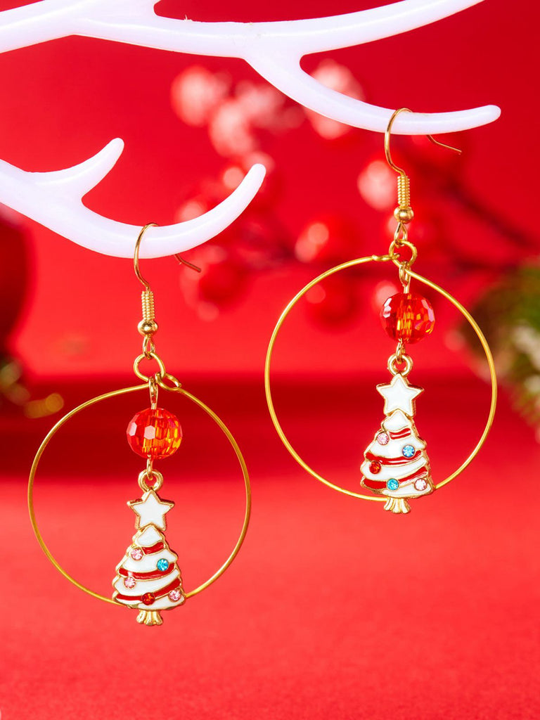 Christmas Tree & Snowman & Candy Cane Earrings - vintage fashion, retro style