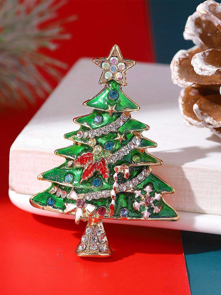 This Christmas Tree Star Rhinestones Hairpin whispers vintage secrets to those who notice