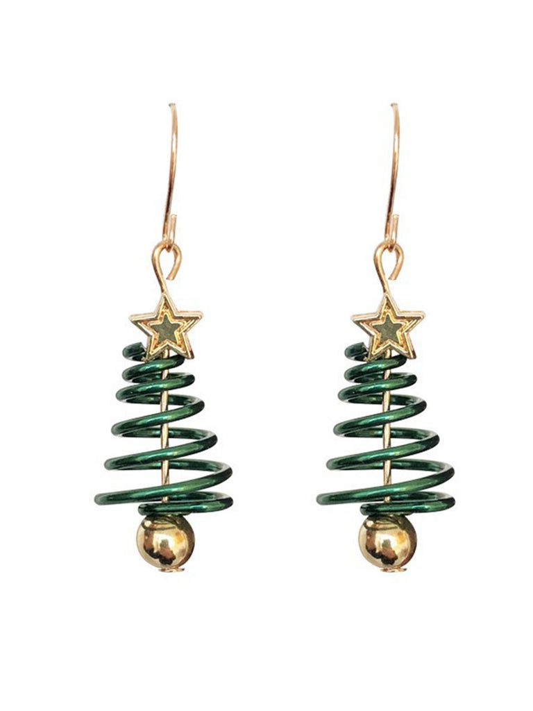She adds this Christmas Tree Star Twist Earrings and suddenly it's vintage perfection
