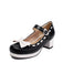 Chunky Heel Two Tone Bow Marry Jane Shoes - vintage shoes, retro heels