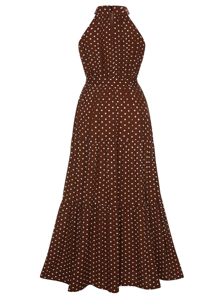 Women's Vacation Crew Halter Polka Dot Dress