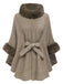 Coffee 1940s Faux Fur Collar Batwing Coat - vintage fashion, retro style