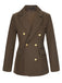 Coffee 1940s Solid Lapel Double Breasted Coat, vintage coat, retro outerwear - perfect for women who love vintage and retro fashion