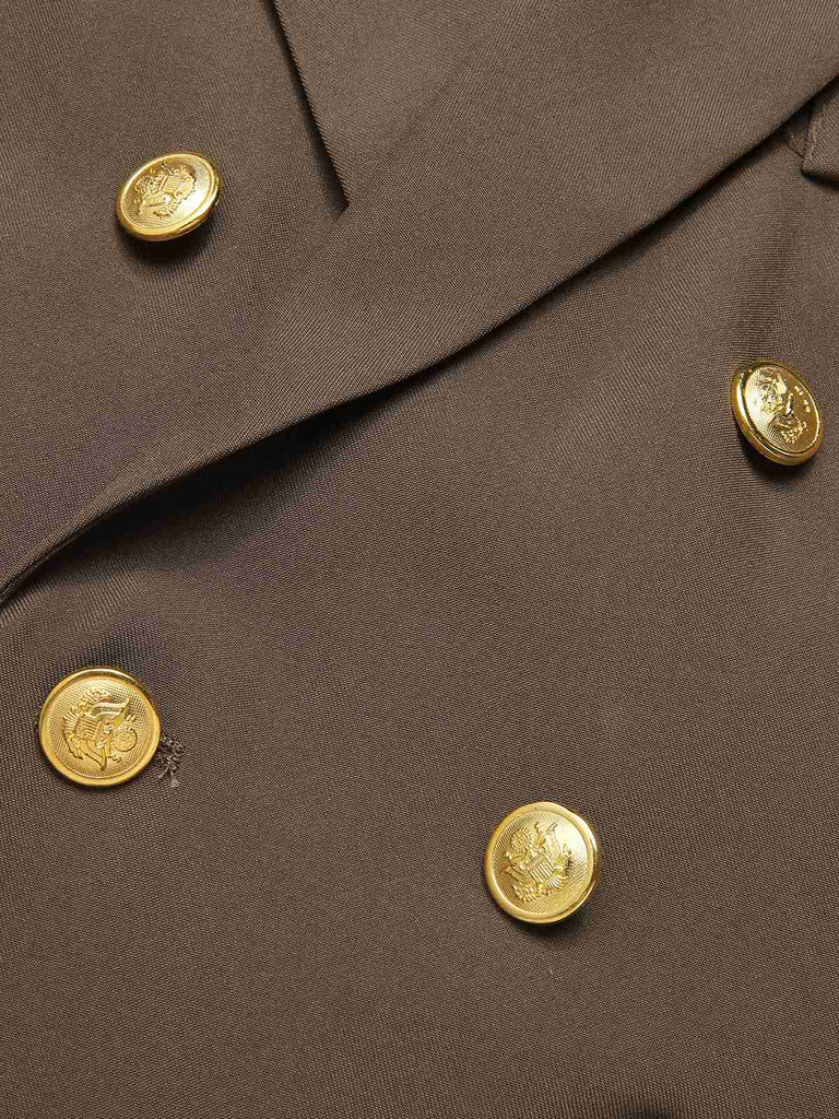 Coffee 1940s Solid Lapel Double Breasted Coat, vintage coat, retro outerwear - perfect for women who love vintage and retro fashion