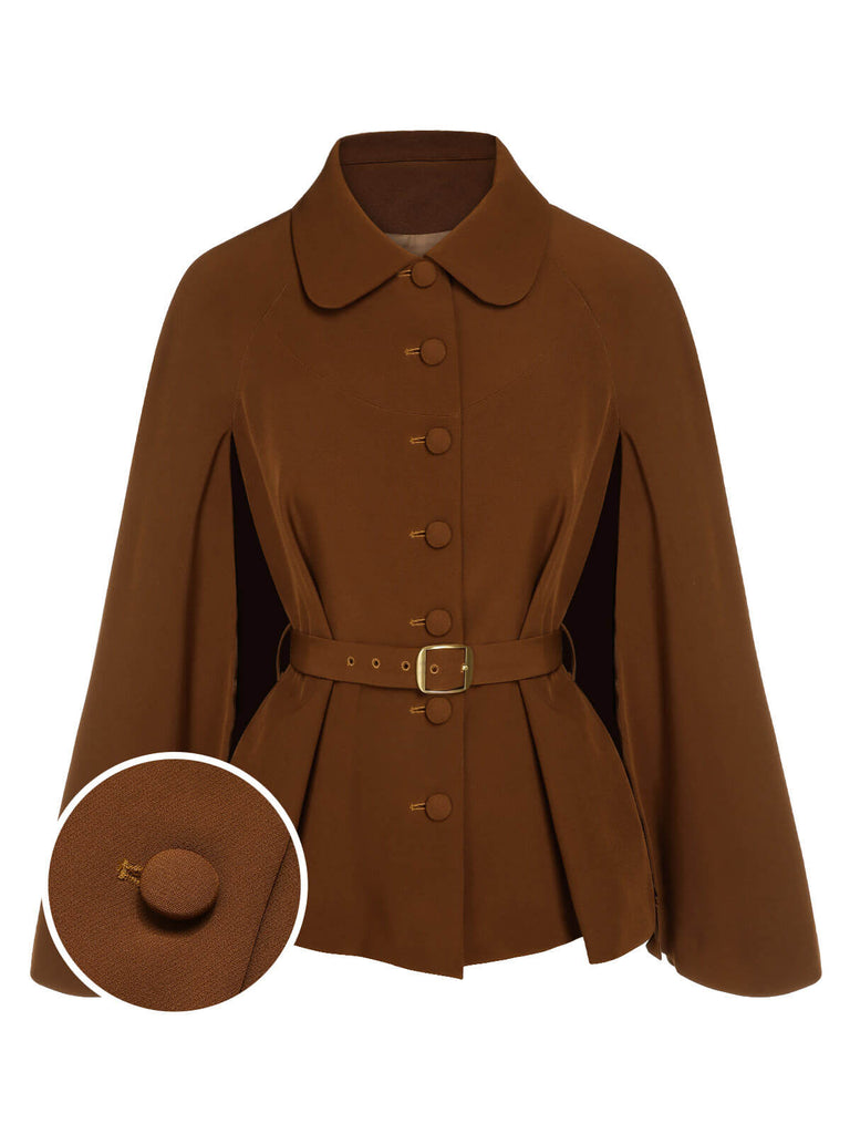 Camel Color 1940s Lapel Cape Coat | Retro Stage