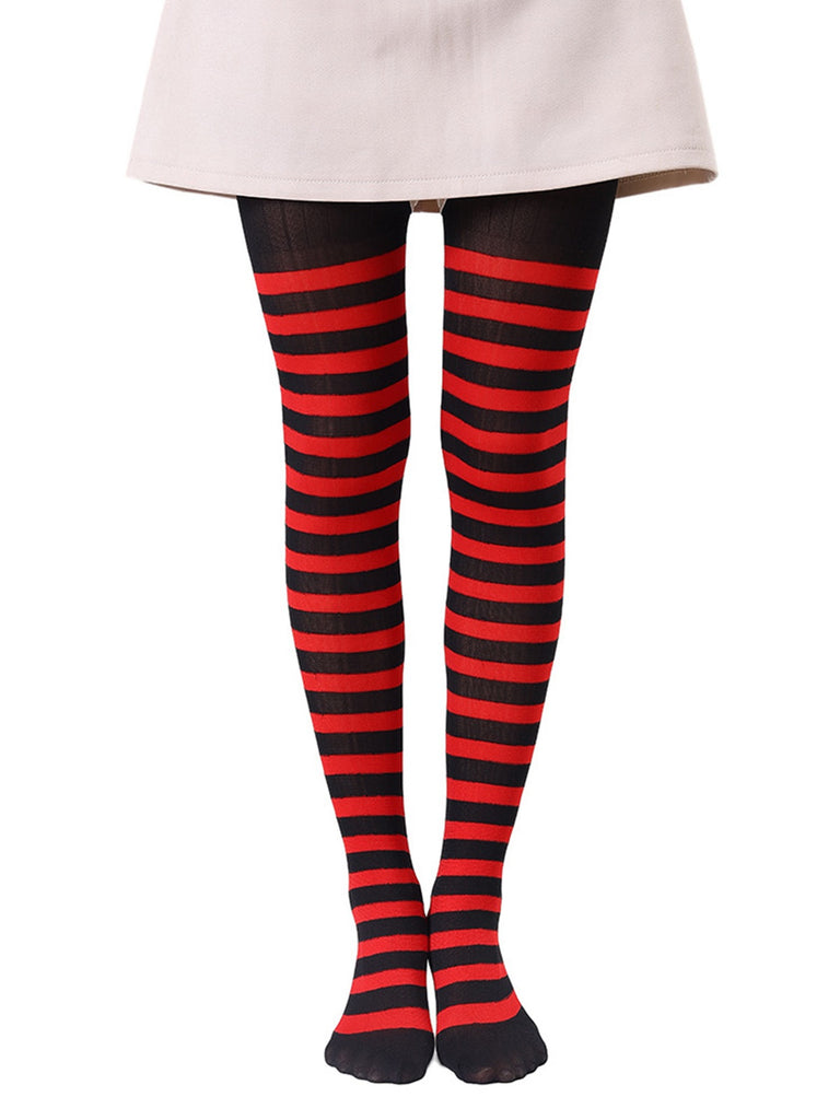 Color-Contrasted Stripe Tights Pantyhose - vintage fashion, retro style