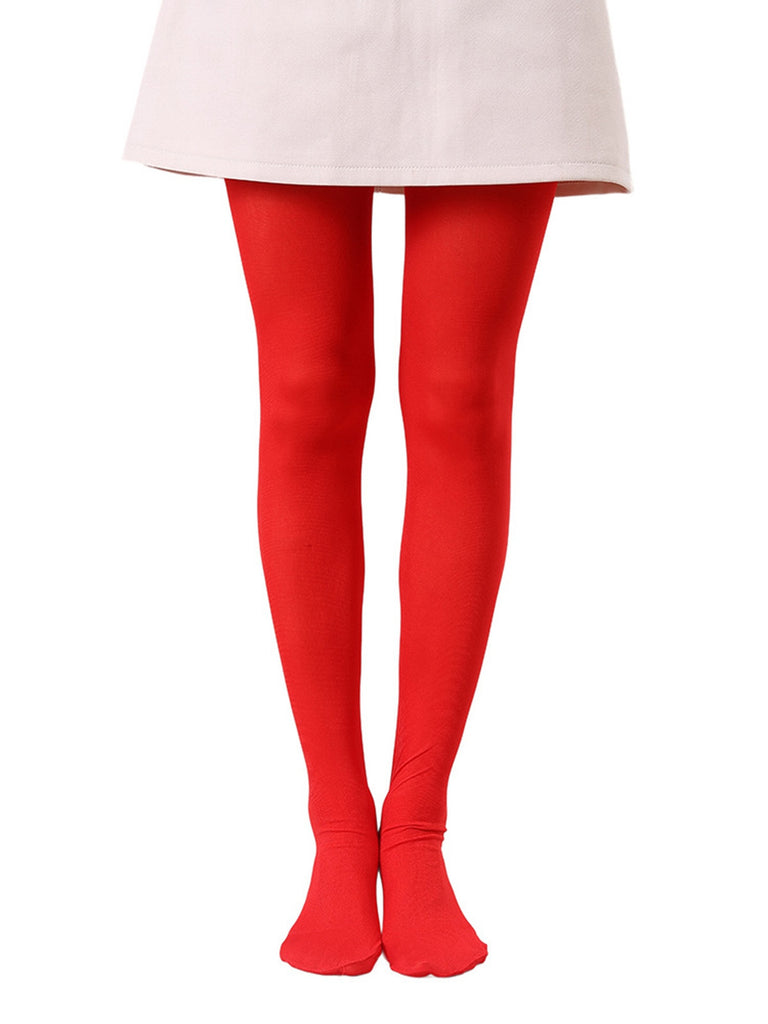 Colored Full Footed Tights Pantyhose - vintage fashion, retro style, elegant red