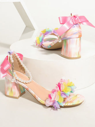 Colorful Pointed Toe Cone Mid Heeled Shoes - vintage shoes, retro heels for vintage lovers