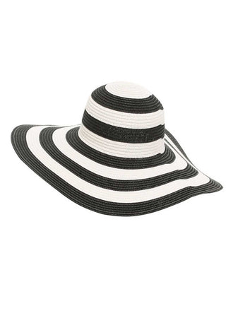Contrast Stripes Wide Brim Sun Hat - vintage fashion, retro style