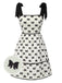 Cream 1950s Bow Tie-Up Straps Smocked Dress - vintage dress, retro fashion, rockabilly