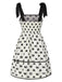 Cream 1950s Bow Tie-Up Straps Smocked Dress, vintage dress, retro fashion, rockabilly, pin-up fashion - perfect for women who love vintage and retro fashion