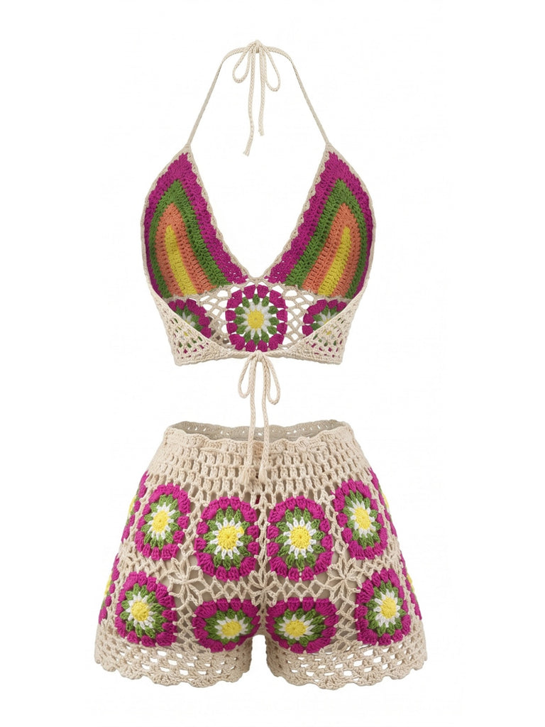 Cream Color 1980s Vintage Retro Swimsuit 2