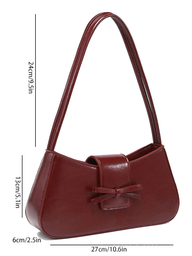 Vintage Leather Bow Baguette Bag