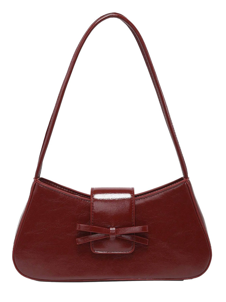 Vintage Leather Bow Baguette Bag