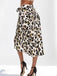 1970s Boho Leopard Slit High Low Midi Wrap Skirt