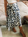1970s Boho Leopard Slit High Low Midi Wrap Skirt