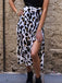 1970s Boho Leopard Slit High Low Midi Wrap Skirt