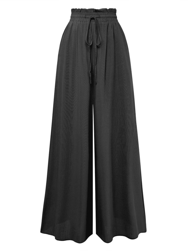 1940s Solid Medium Rise Palazzo Pants