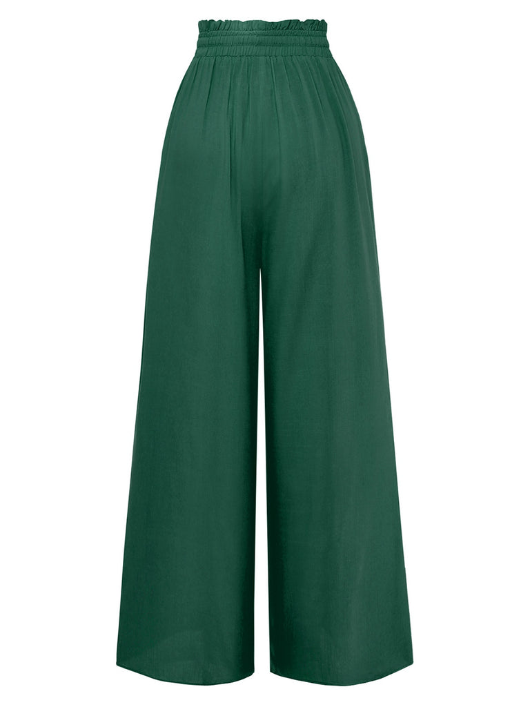 1940s Solid Medium Rise Palazzo Pants