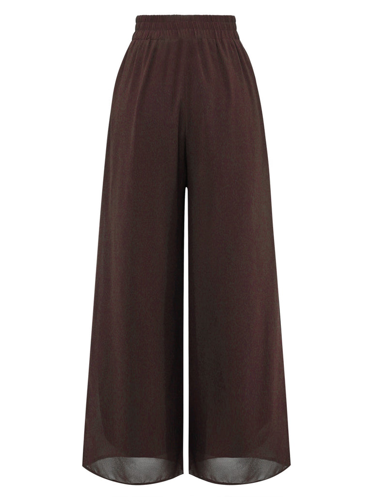Y2K Solid Chiffon Elastic Waist Wide Leg Pants