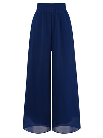 Y2K Solid Chiffon Elastic Waist Wide Leg Pants