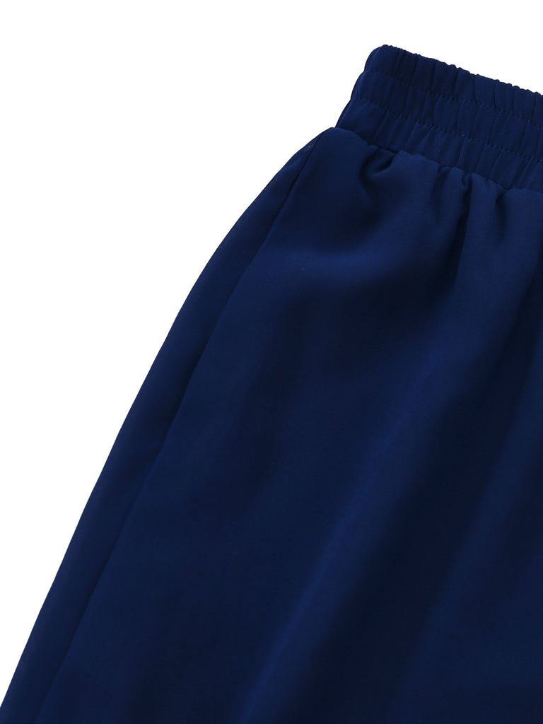 Y2K Solid Chiffon Elastic Waist Wide Leg Pants