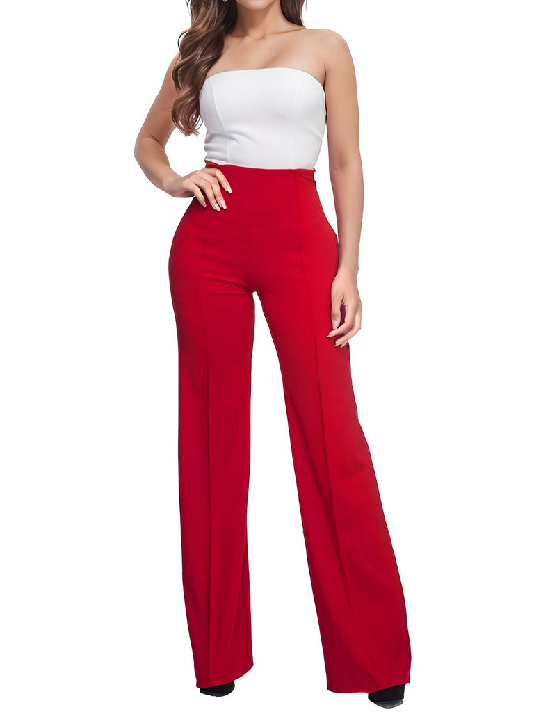 1970s High-Waisted Solid Flare Pants