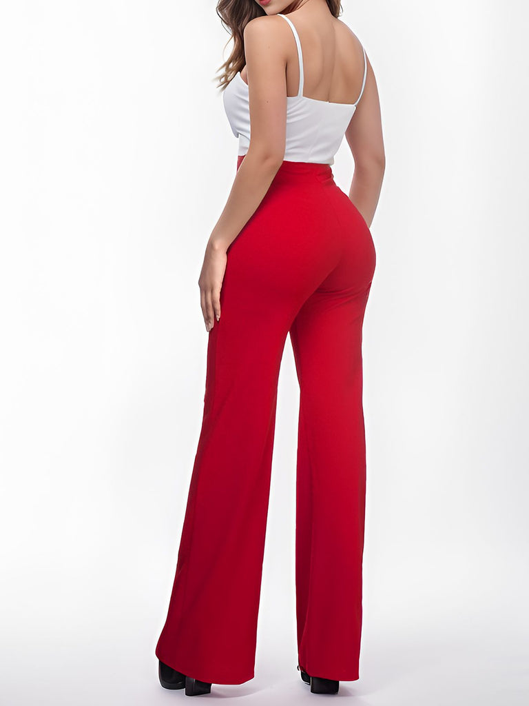 1970s High-Waisted Solid Flare Pants
