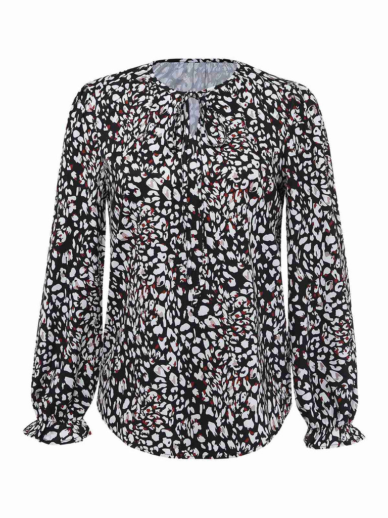 1970s Boho V-Neck Lantern Sleeve Blouse