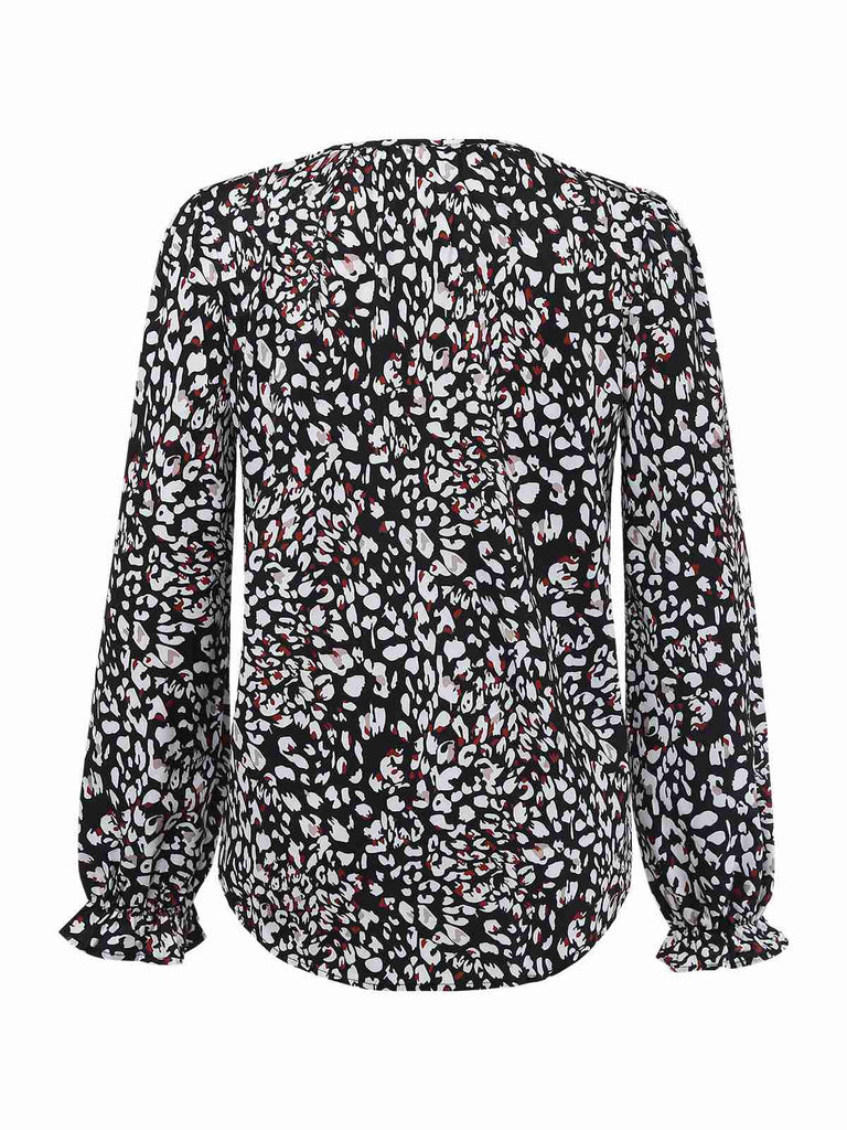 1970s Boho V-Neck Lantern Sleeve Blouse