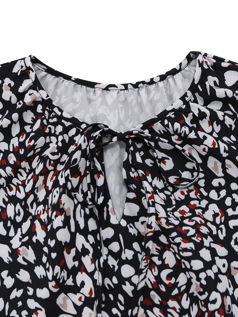 1970s Boho V-Neck Lantern Sleeve Blouse