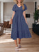 1940s Solid Pleating V-neck Flounce A-line Dress