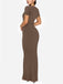 Y2K Solid Round Neck Long Bodycon Dress