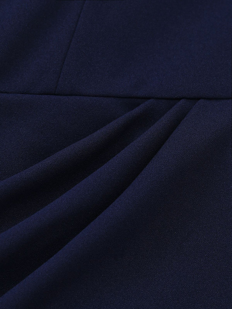 1960s Wrinkle One-Shoulder Surplice Knit Pencil Dress