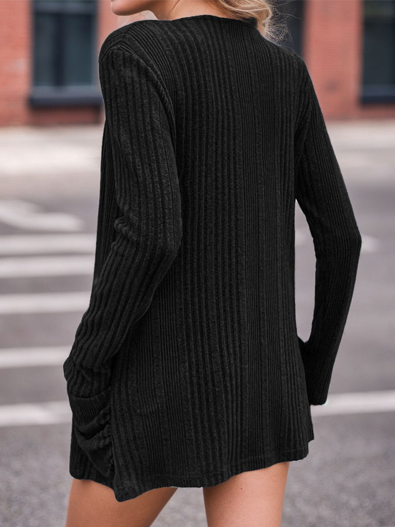 Y2K Solid Knit Long Sleeve Cardigan