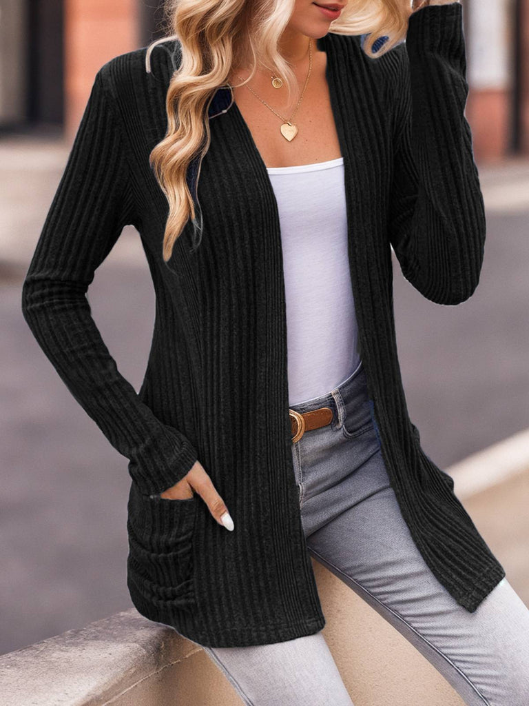 Y2K Solid Knit Long Sleeve Cardigan