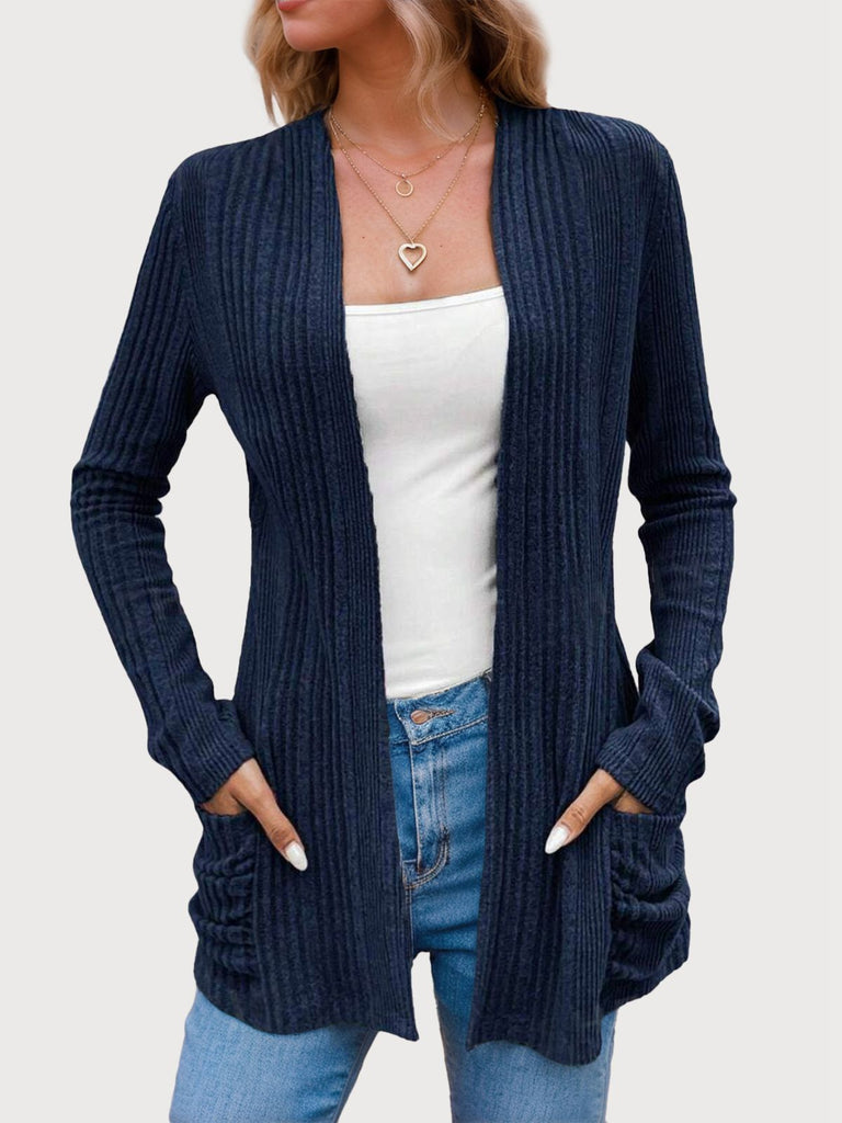 Y2K Solid Knit Long Sleeve Cardigan