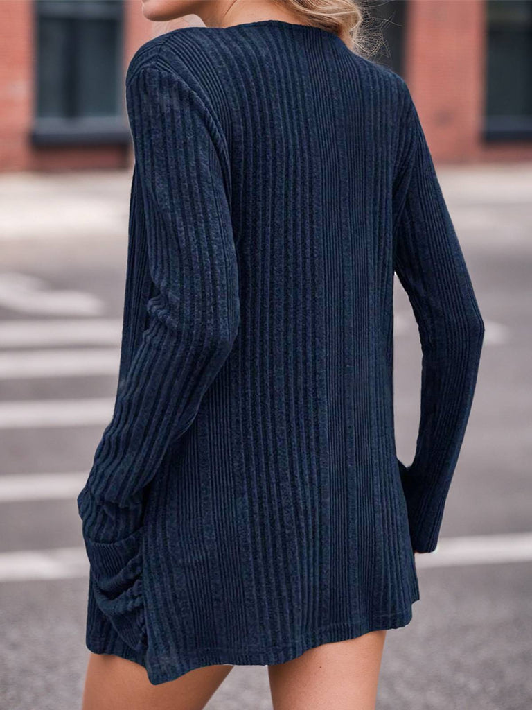 Y2K Solid Knit Long Sleeve Cardigan