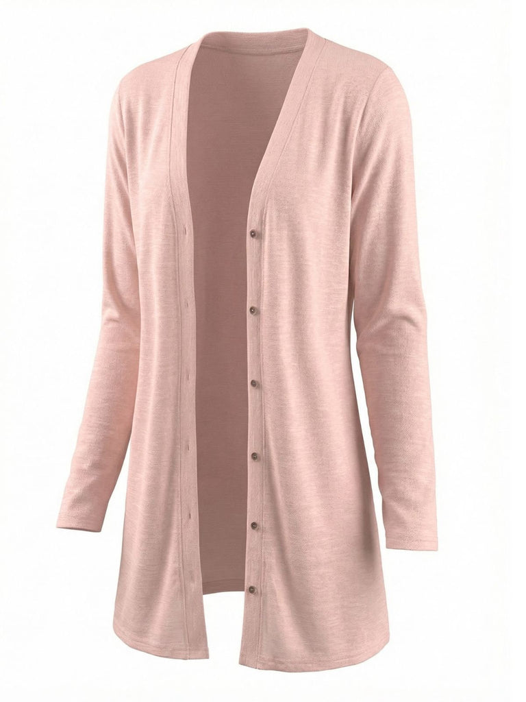 Y2K Solid Long Sleeve Front Button Cardigan