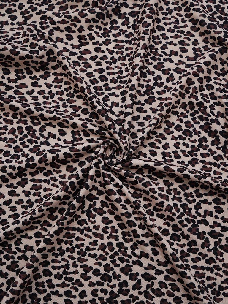 1960s Leopard Print Lace Trim Halter Nightgown