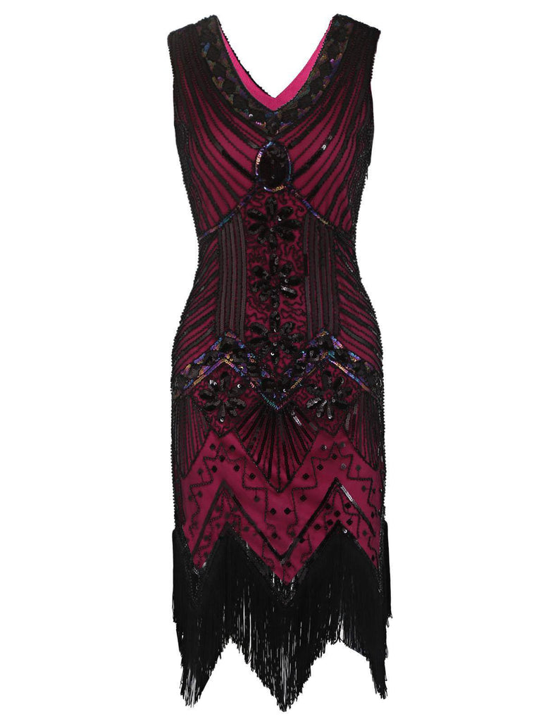 Dark 1920s Sequined Flapper Dress, classic 1920s style elegant retro fashion - Image 14