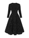 Dark 1940s Solid Sequins Long Sleeve Maxi Dress - vintage dress, retro fashion