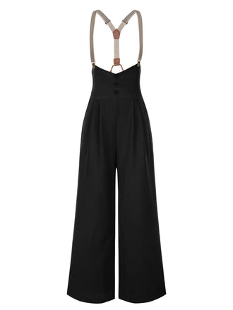 Dark 1950s Button Suspender Pants - vintage fashion, retro style