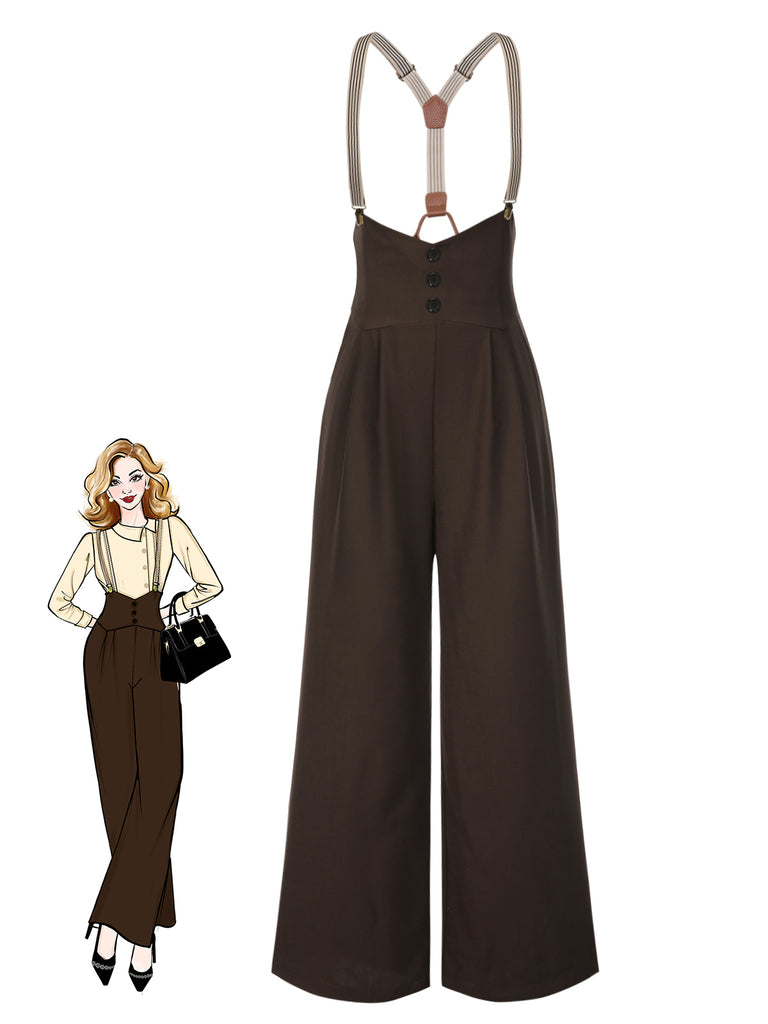 Dark 1950s Button Suspender Pants - vintage fashion, retro style